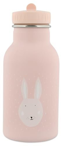 Trixie Insulated Drinking Bottle - Mrs. Rabbit - 350ml Stainless Steel Water Bottle for Kids - Pink - Keeps Drinks Cold - Eco-Friendly and BPA-Free