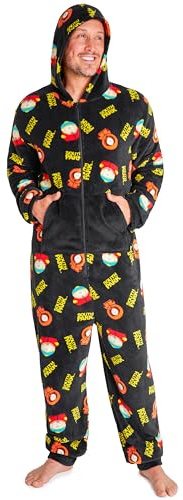 South Park Pyjama Combinaison Homme Grenouillère Adulte et Ado avec Capuche Pyjama Combinaison Polaire Chaud Hiver Cadeau Homme (M, Multi)
