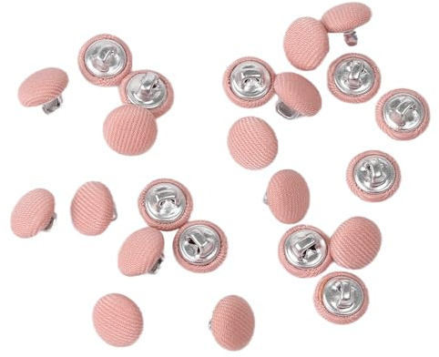 24PCS Pink Fabric Cloth Covered Buttons 25mm Sewing Buttons with Metal Shank for Crafts Clothes Suits Gowns Coat