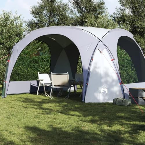 Gecheer Tienda para fiestas blanca y gris impermeable, cenador de exterior, toldo, pérgola con tela, pabellón de jardín, carpa para fiestas, cenador para barbacoa, A94572