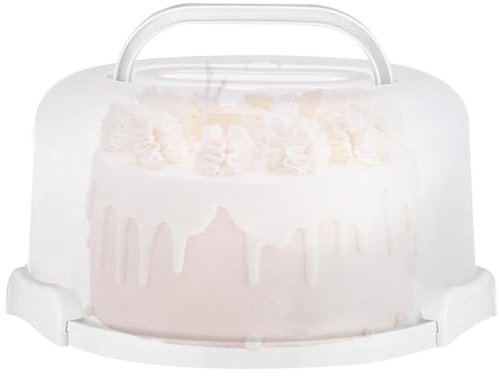 Scatola per il trasporto di torte, scatola portatile per torte, multifunzione, vassoio multiuso per torte con coperchio e manico, per servire torte e cupcake, (28 x 23 x 17 cm)