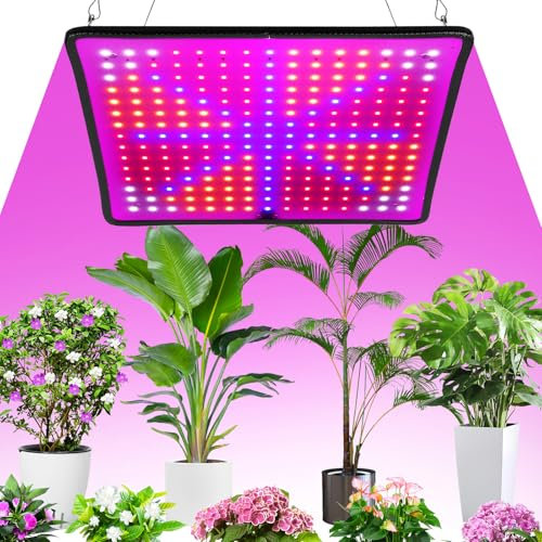 Lampada LED crescita piante 1000W, spettro completo con 225 LED, luce per coltivazione indoor, ortaggi, fiori, serre, idroponica, con 4 ganci per sospensione