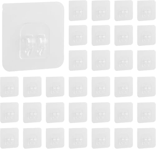GUDQVOZIHG 36 Piezas Ganchos Adhesivos Extra Fuertes, Ganchos Grandes Transparentes, Gancho Multiusos Reutilizables, Ganchos Impermeables para Cocina Baño Pared
