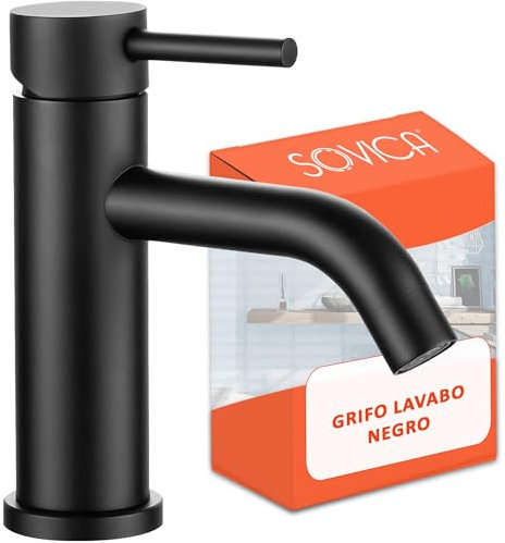 Robinet lavabo noir mat acier inoxydable mitigeur eau froide et chaude avec 2 tuyaux inclus robinet salle de bain noir