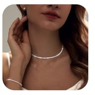 LULII Tennis Necklace Set for Women Dainty Sterling Silver Necklace and Earring Sets Diamond Earrings Crystal Bracelets for Women Silver Jewelry Sets for Bride Gift
