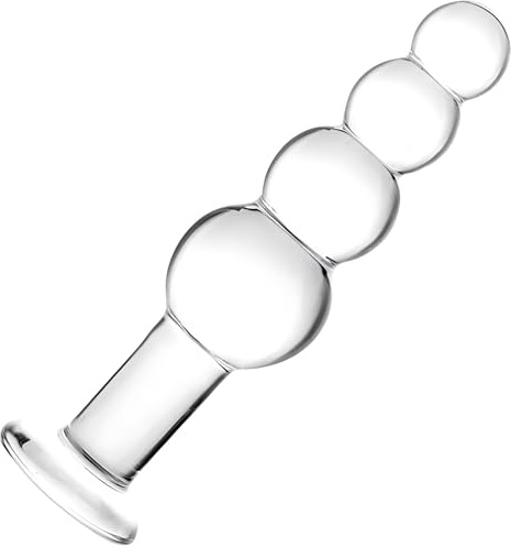 Dildo en verre perles anales – Stimulation G-spot avec perles graduées, plug anal pour femmes & couples, jouet sexuel adulte pour masturbation, plaisir anal, stimulation rectale (transparent)