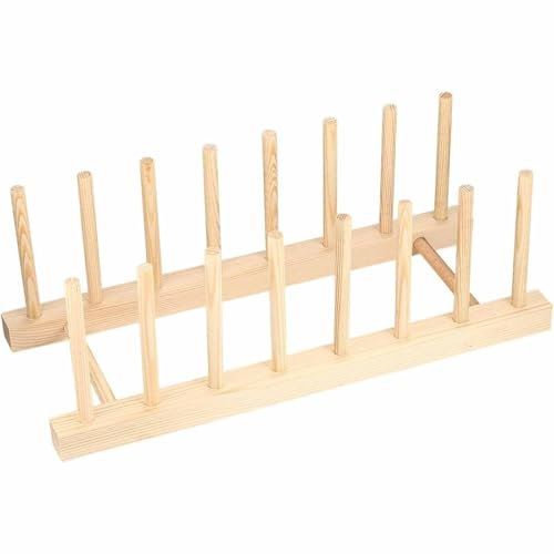 Zbssny Holz Abtropfgestell, Tellerhalter 7 Slots für Teller Gläser Bücher Küchenorganizer Schneidebrett Topfdeckelhalter Schüssel Tassen