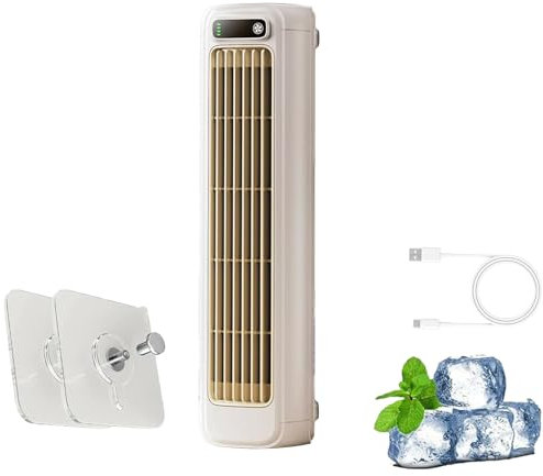 Shirem Rafraîchisseur, Ventilateur Climatiseur Portable, 3 Vitesses, Rechargeable, Pour Chambre, Bureau, Maison, Restez Au Frais En Été (Beige)