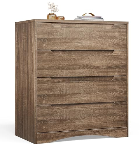 Bealife Kommode, 4-Schubladen-Kommode fürs Schlafzimmer, Sideboard-Schubladenschrank, Weißer Schubladenschrank für Wohnzimmer, Büro, Schlafzimmer, 71 x 41 x 82 cm