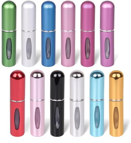 starfa lab 12 PCS Travel Refillable Perfume Atomizer Bottles,5ml Mini Portable Spray Bottles for Travel Accessories,Multicolor Perfume Containers