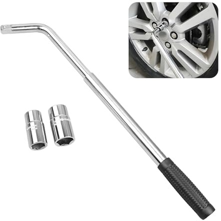 Teleskop Radmutternschlüssel, Teleskopischer Radmutternschlüssel 17/19mm und 21/23mm, Rutschfester Reifenwechsel-Schlüssel mit einstellbarem Griff für eine einfache Handhabung für Langlebigkeit