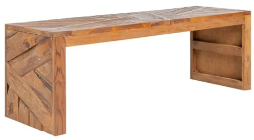 YNGBHFNOP Solid Teak Wood TV Stand 43.3x23.6x15 Inches, Modern TV Console Table with Industrial 3D Legs for Living Room, Rustic Sideboard Lowboard with Erosion Finish and Smooth Top