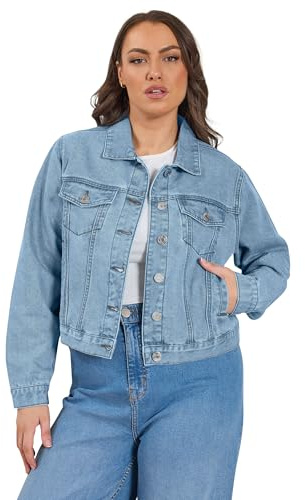 Yours Curve Blue Denim Jacket - Women's - Plus Size Curve