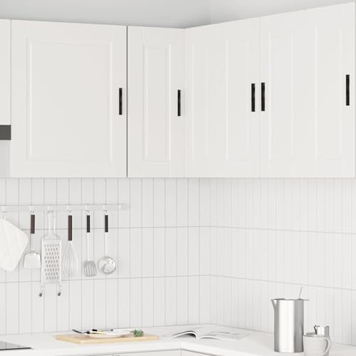 ATOMSTACK MAKER Armoire d'angle suspendue de cuisine blanche (57 x 57 x 60 cm), matériau en bois, capacité de charge de 70 kg, montage mural, beaucoup d'espace de rangement pour assiettes, casseroles