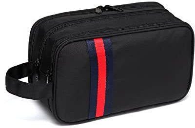 VASCHY Trousse de Toilette Homme – Sac de Toilette/Vanity de Voyage Résistant à l’Eau, 3 Compartiments avec Poches Filet, Poignée Latérale – 25,5 x 15 x 10 cm, 3,8 L Noir