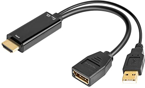 CABLEDECONN HDMI-Kabel auf DisplayPort DP, HDMI 3840 x 2160 UHD 4K Stecker auf DisplayPort DP Buchse mit USB-Konverter für Desktop-Computermonitore 15 cm