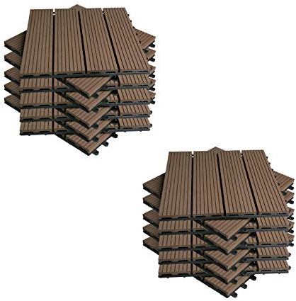 EUGAD 22x Suelo de Exterior WPC 30x30cm Terrazas del Piso 22 Set 2? Baldosas de Madera para Jardin, Terraza Marrón