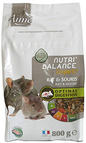 AIME Aliment complet Rat et Souris, NUTRI'BALANCE EXPERT, Repas Premium varié vitamines et digestion optimale, 800G