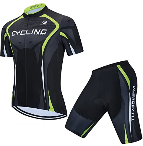 AICTIMO Combinaison de cyclisme pour homme, maillot et short de cyclisme avec rembourrage gel 3D, séchage rapide, respirant, pour pratique du vélo en plein air (maillot + short, L)