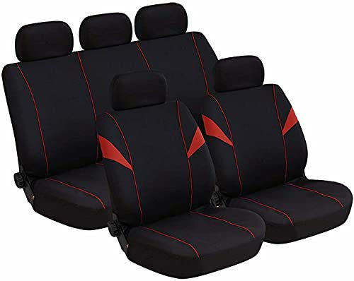 Susy Shop Housses de siège universelles avant et arrière, housses de voiture avec 2 fermetures éclair sur le dossier arrière modèle H (rouge)