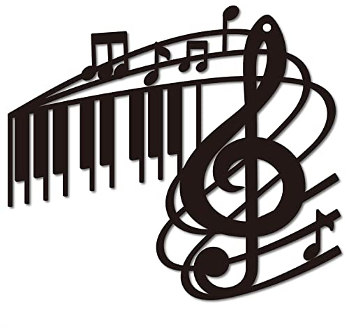 CREATCABIN Metall-Wandkunst Musiknote Dekoration Wandbehang Plaques Ornamente Eisen Wandkunst Skulptur Schild Für Drinnen Und Draußen Zuhause Wohnzimmer Küche Garten Büro Dekoration Geschenk Schwarz