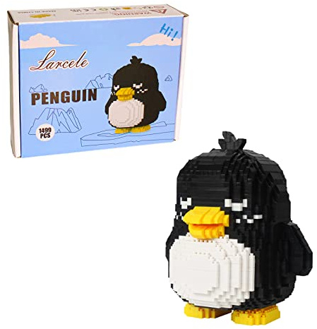 Larcele Set di 1499 micromattoncini da costruzione, mini mattoni da costruzione KLJM-07 riutilizzabili (pinguino) 3-60 anni
