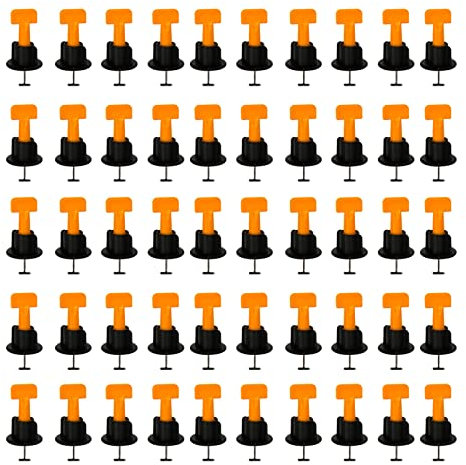 Kit Sistema di Livellamento Piastrelle, 50 Pezzi 1/16 Pollici Composti di Livellamento Pavimento Perni in Acciaio Kit di Attrezzi Per L'installazione di Piastrelle con Perno a T in Acciaio di Ricambio