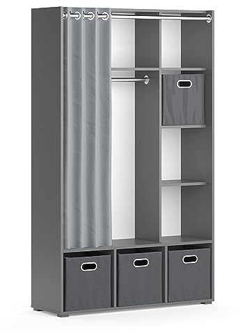Vicco Kleiderschrank Luigi, Grau, 105.8 x 178.1 cm Mit Faltboxen (grau)