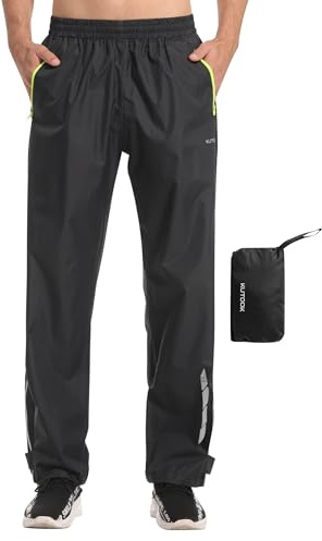 KUTOOK Pantalon de Pluie Imperméable pour Hommes Moto et Neige - Réfléchissant avec 2 Poches Zippées - Taille S-4XL pour Randonnée, Trekking et Cyclisme