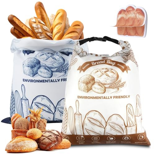Sacs à Pain en TPU Réutilisables 43 × 31 cm pour Pain Fait Maison avec Doublure en Plastique de Qualité Alimentaire Étanche pour Pain Bagels Toast Croissant Garder le Pain Frais Prévient la Moisissure