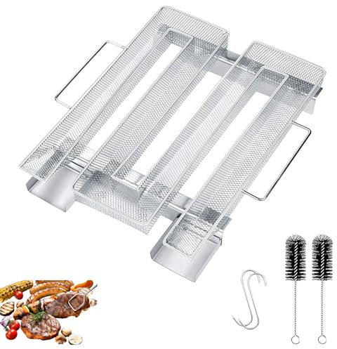 UQMIQURA Générateur de Fumée Froide avec Anse, Générateur de Fumée Froide Inoxydable avec Crochet et Brosse de Nettoyage, Pour Barbecues, Barbecues, Fumoirs, Réutilisables, 22,5 x 21 x 5cm