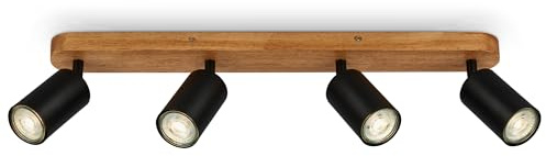 B.K.Licht - Lampada da soffitto, orientabile, attacco GU10, max. 9 W, plafoniera, lampada, lampada da soggiorno, lampada da camera da letto, lampada da cucina, faretto da soffitto, 55 cm, legno nero