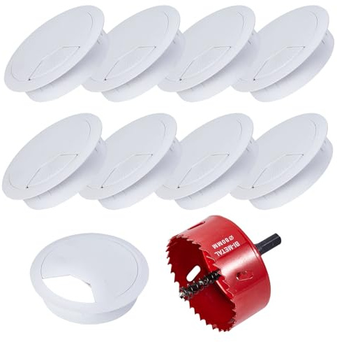 Kabelgenomföring skrivbord kabelgenomföring vit hålsåg 80 mm (white80 mm 9 st holesaw)