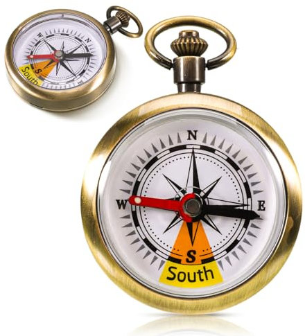YUFFQOPC Messing Kompass,Kompass Kinder Tragbarer Kompass Taschenkompass Wasserdichter Taschenkompass aus Messing Navigationstools Wasserdicht Kompass für Outdoor Aktivitäten wie Camping Wandern auch