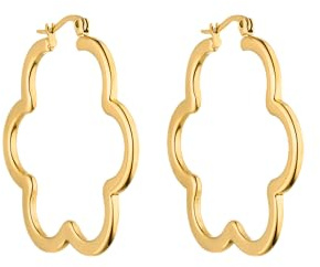 Purelei Elegante Blüten-Ohrringe für Frauen – Schönes Blumendesign, 18K vergoldet, Edelstahl (41 mm), Geschenk für Frauen (Gold)