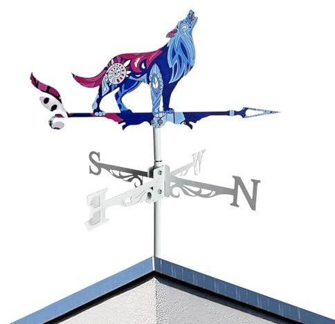 FVPKYUR Veleta de metal, 65 x 36 cm, veleta con grifo, gallo de metal, veleta de viento, animales de colores, para jardín, techo, terraza, decoración del techo