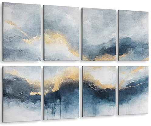 ARPEOTCY Acoustic Art Wall Panels for Bedroom, Recording Office, podcast, TV, 48x32in, Modern Abstract Wall decor, Neutral Art Picture, Soundproof Sound Absorbing, 8pcs