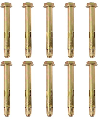 10 Pcs Expansion Bolts, Expansion Screw Bolts, Hex Bolt Sleeve Anchor Bolts, Heavy Duty Concrete Anchors Screws for Concrete Masonry Brick Wall Fixings (M8 x 80mm)