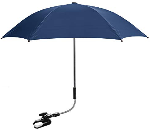 Pushchair Parasol Compatible With Cybex, Universal Pram Parasol with 50+ UV Protection, Baby and Infant Sun Umbrella for Buggy, with Adjustable Fixing Clamp, Clip on Stroller Umbrella (Blue)