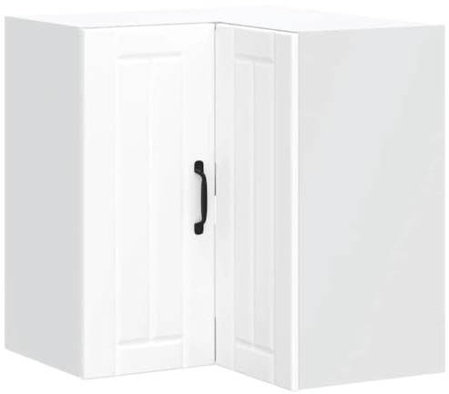 Tomostar Meuble d'angle Haut de Cuisine, Armoire Suspendue Cuisine Armoire d'angle Murale Lucca Blanc Bois d'ingénierie 57 x 57 x 60 cm