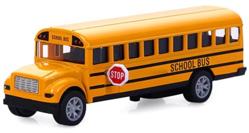 CLKDPNO Pull Back School Bus Age 2+,Mini Yellow School Bus Toy, Die Cast Vehicles Alloy Pull Back Play Buses Alloy Metal Vehicles Toy with Bright Yellow and Openable Doors for Kids Boys Girls