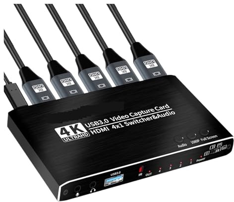 Tarjeta de captura video 4K 4 puertos compatible con USB 3.0, grabadora conmutación perfecta for grabación transmisión en Conmutación Fluida
