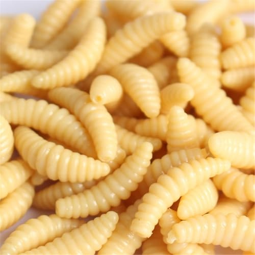 Dcaknri 50 Pièces Asticots Leurres Souples Appâts Silicone Pain Artificiel Pêche Facile À Utiliser Silicone Flexible Pêche Appâts d'eau Douce