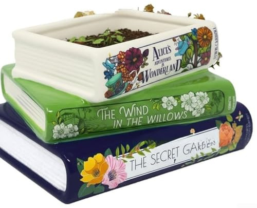 Contenedor apilado para plantas con agujero de drenaje, 21,5 x 12 x 16 cm, impresión 3D para PLA, diseño decorativo vintage, detalles florales pintados a mano, decoración de estantes para el hogar y