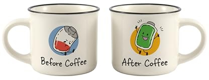 I-TOTAL® - Matchy Duo – Set 2 Tazzine da Caffè in Ceramica 90 ml, Tazze Espresso Design Originale, Idea Regalo (Energy Boost)