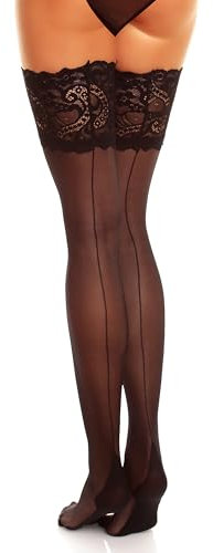 GLAMORY Damen Halterlose Naht-Strümpfe Couture 20 DEN, Schwarz (Schwarz), XXX-Large (Herstellergröße: 3XL-(56-58))