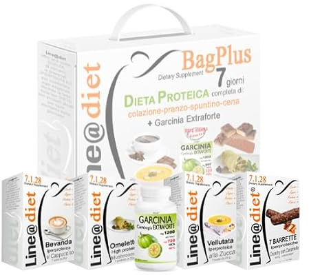 DIETA PROTEICA BAG PLUS+GARCINIA EXTRAFORTE! 7 Giorni: Opz.3 = 21 preparati PROTEICI no Carbs|no Zuccheri + 7 barrette proteiche+GARCINIA EXTRAFORTE| Dieta per Perdere PESO