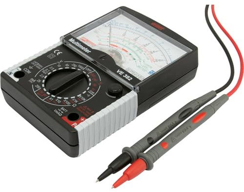 VEMER VE368700 VE 382: Tester Elettricista Analogico Tascabile, Multimetro AC/DC per Tensione, Corrente, Resistenza, Transistor, Diodi, Batterie, Nero