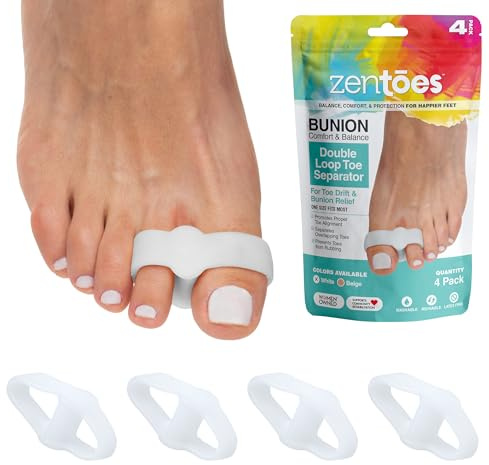 ZenToes Toe Spacers Bunion Corrector for Women and Men, Big Toe Straightener, Double Loop Gel Splint Separator for Correct Alignment of Overlapping Toes