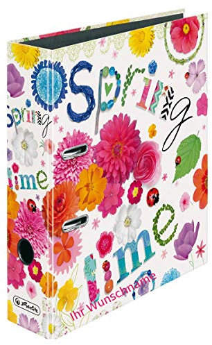 Herlitz Motivordner mit pinkgefärbter Gravur / DIN A4 / 80mm breit / Springtime